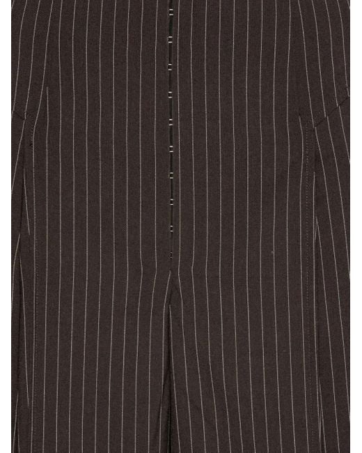 ROTATE BIRGER CHRISTENSEN Brown Pinstripe Wide-Leg Trousers