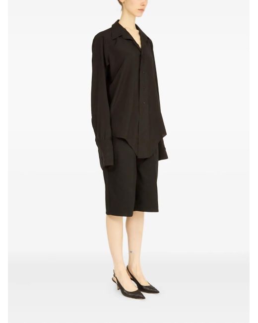 Maison Margiela Dropped Hem Shirt in Black | Lyst