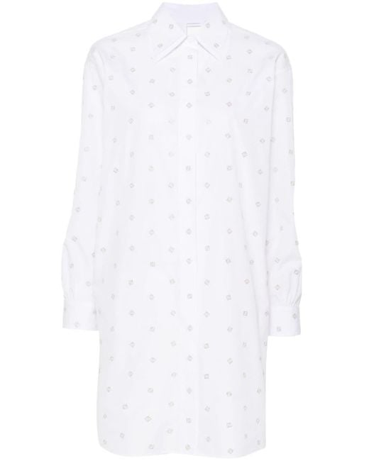 Fendi White Ff-embroidered Mini Shirt Dress