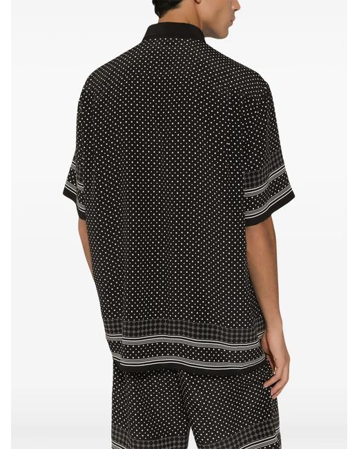 Dolce & Gabbana Black Polka-Dot Silk Shirt for men