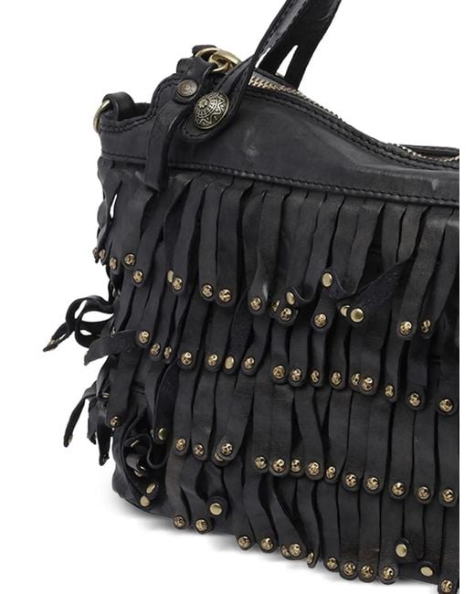 Campomaggi Black Melissa Studded Fringe-Detail Tote Bag