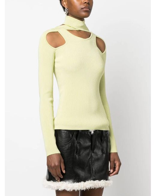 Coperni Yellow Cut-Out Ribbed Sweater