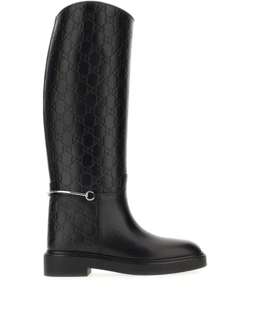 Gucci Black Horsebit-Detail Boots