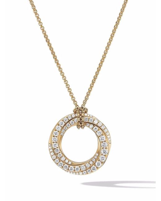 David Yurman 18Kt Geelgouden Pavé Crossover Halsketting Met Diamant (21 Mm) in het Metallic