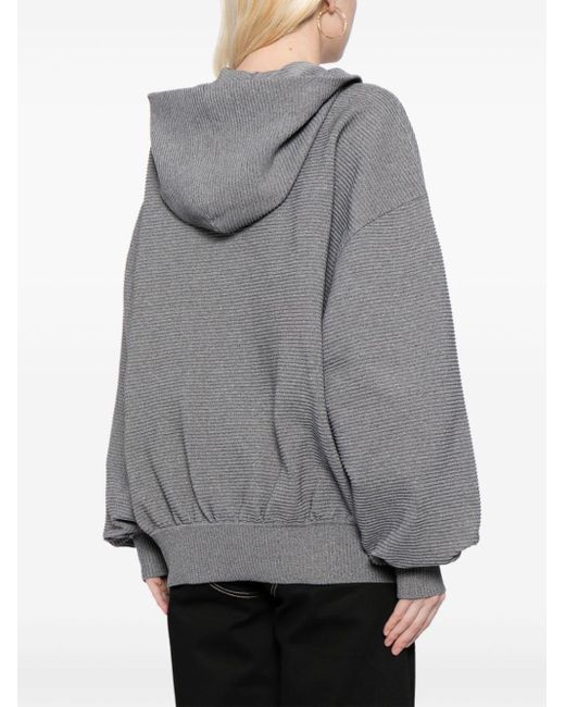 JNBY Gray Knitted Hooded Cardigan