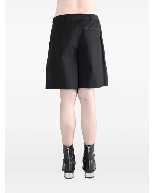 Saint Laurent Black Pleated Belt Shorts for men
