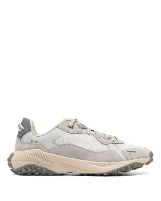 HUGO White Panelled-Design Sneakers for men