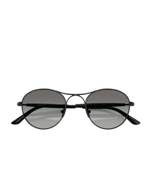 Giorgio Armani Gray Round-Frame Gradient Sunglasses for men