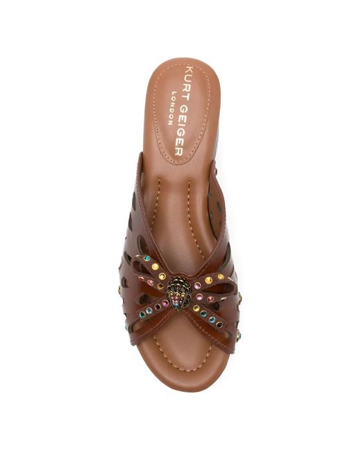 Kurt Geiger Brown Bufferfly Embellished Sandals