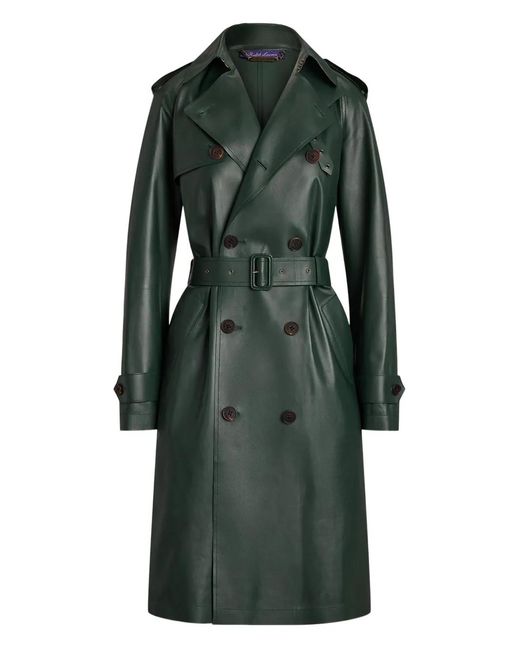 Ralph Lauren Green Leather Trench Coat