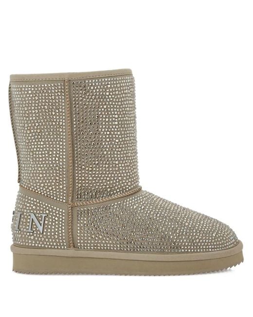 Philipp Plein Brown Embellished Logo Boots