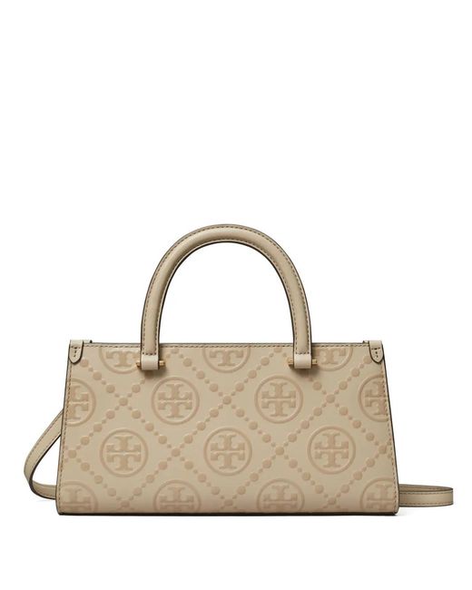 Tory Burch Natural Kleiner T Monogram Shopper