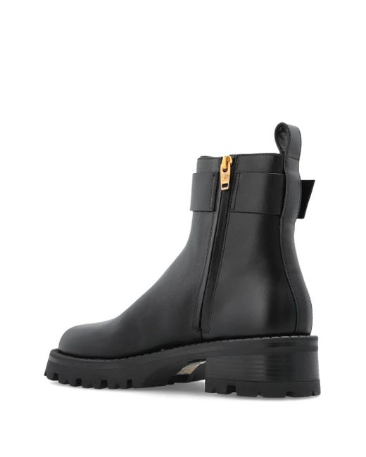 Versace Black V Leather Ankle Boots