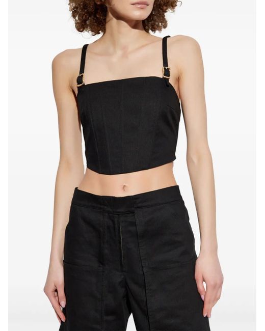 Cult Gaia Black Square-Neck Crop Top