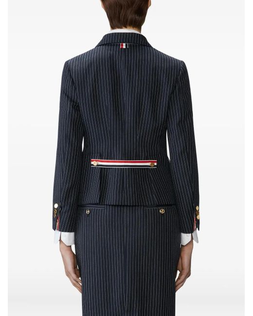 Thom Browne Blue Pinstripe Wool Blazer