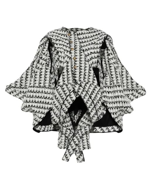 Junya Watanabe White Asymmetric Tweed Jacket