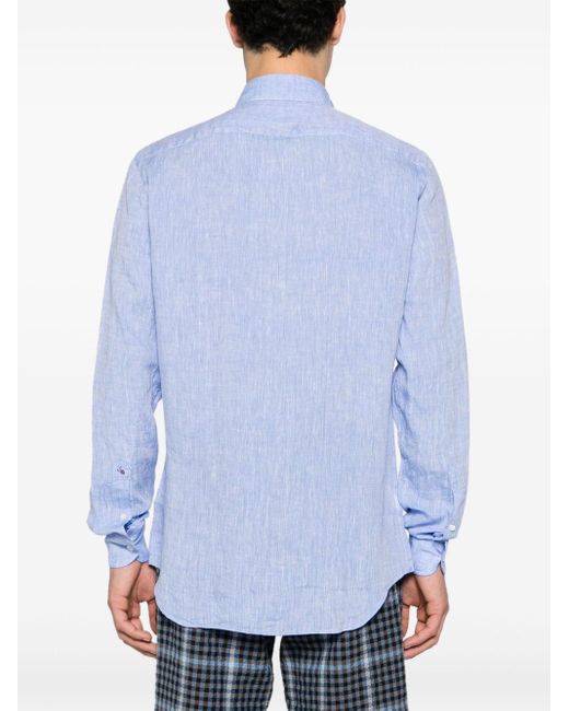Glanshirt Blue Long-sleeve Linen Shirt for men