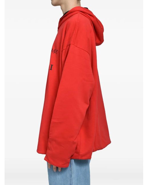 Martine Rose Red Reversible Logo-Print Hoodie for men
