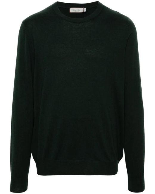 Canali Black Crew-Neck Sweater for men