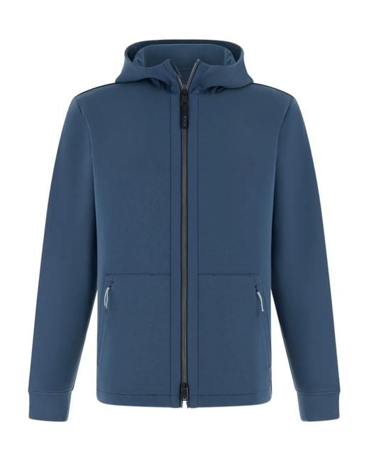 Boggi Blue Lightweight Zipped Scuba Hoodie for men