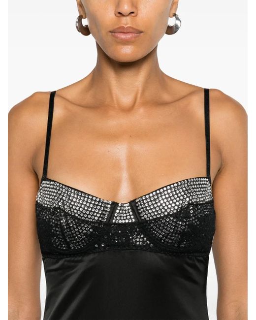 Oseree Black Crystal-Embellished Tube Dress