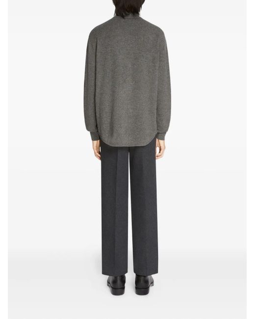 メンズ Dries Van Noten カシミアニットシャツ Gray