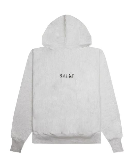 SAINT Mxxxxxx Gray Arched-Logo Hoodie for men