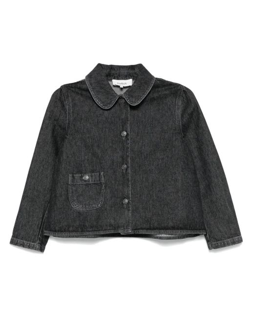 Ba&sh Black Organic Cotton Cropped Denim Jacket