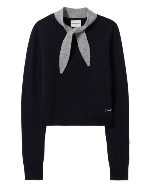 Claudie Pierlot Black Bow-Tie Detail Knitted Sweater