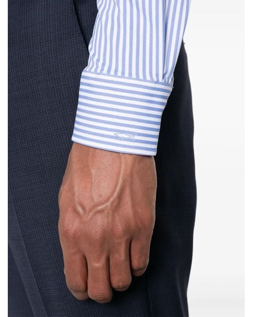 Paul & Shark Blue Logo-Embroidered Striped Shirt for men
