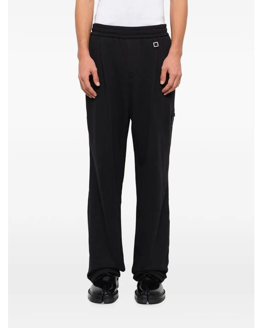 Wooyoungmi Black Pleated Drawstring-Waist Track Pants for men