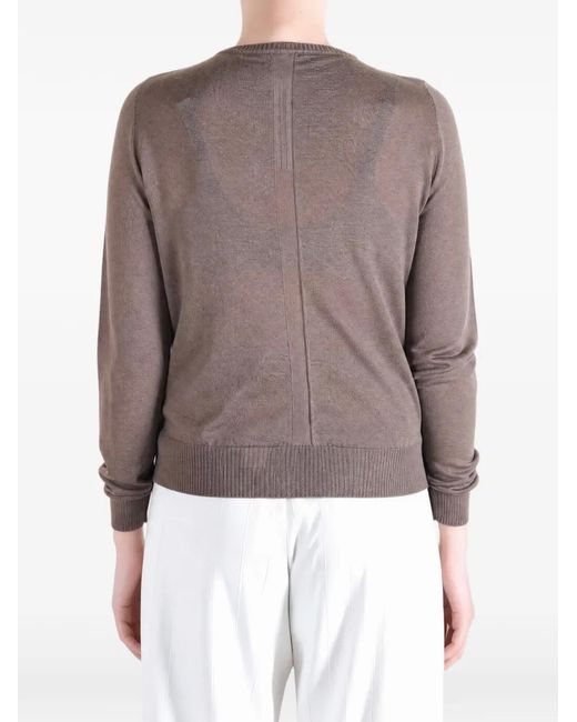 Rick Owens Purple Ribbed-Trim Crew-Neck Sweater