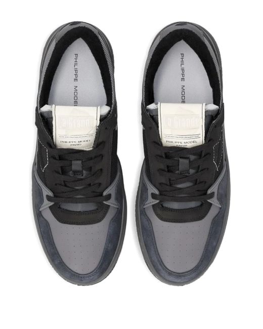 Philippe Model Black Mesh Panelled Low-Top Sneakers for men