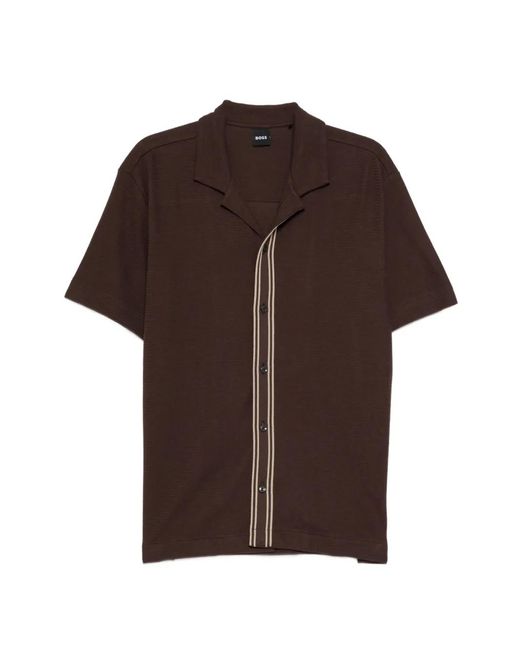 Boss Brown Knitted Button Shirt for men