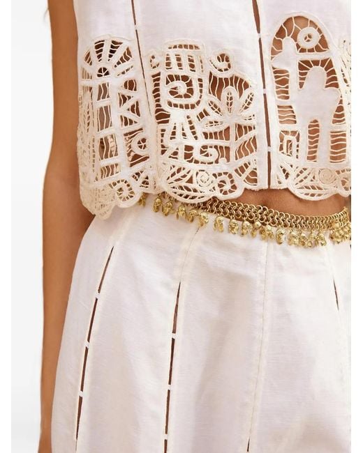 ALÉMAIS White Rosemary Embroidered Skirt