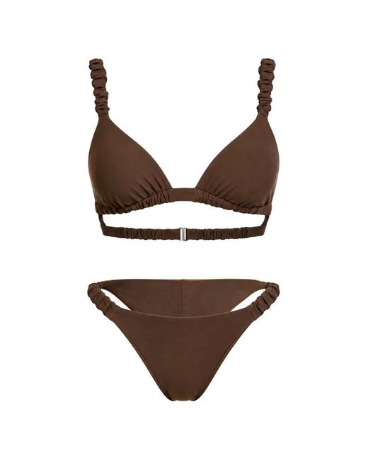 ME FUI Brown Ruched-Strap Bikini