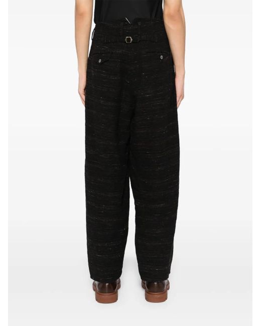 CALMLENCE Black Triple Pleated Tapered Trousers for men