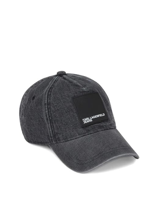 メンズ Karl Lagerfeld ロゴパッチ デニムキャップ Black