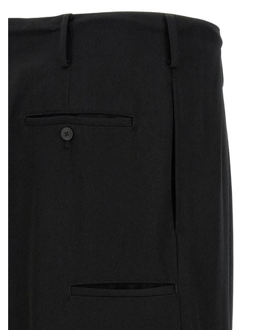 Yohji Yamamoto Black New Standard Wallet Asymmetric-Closure Trousers for men