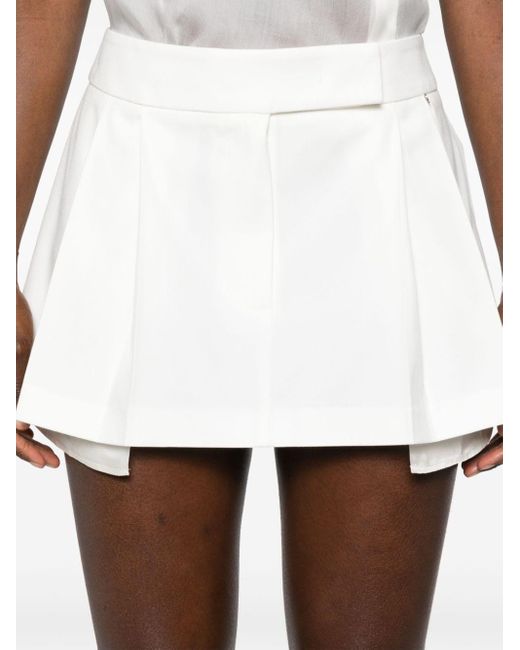 Nissa White Low-rise Pleated Miniskirt