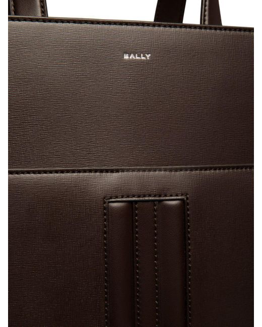 Bally Brown Logo-Print Leather Tote Bag for men