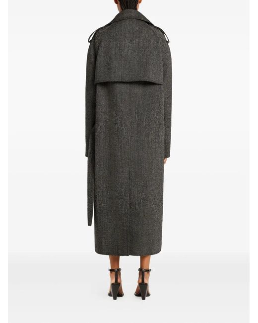 Courreges Black Asymmetric-Collar Long Coat