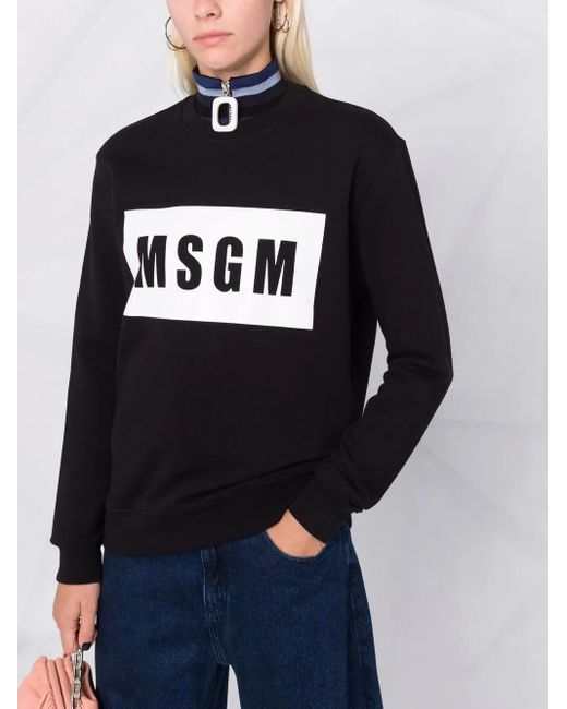 MSGM Black Logo-Print Cotton Sweatshirt