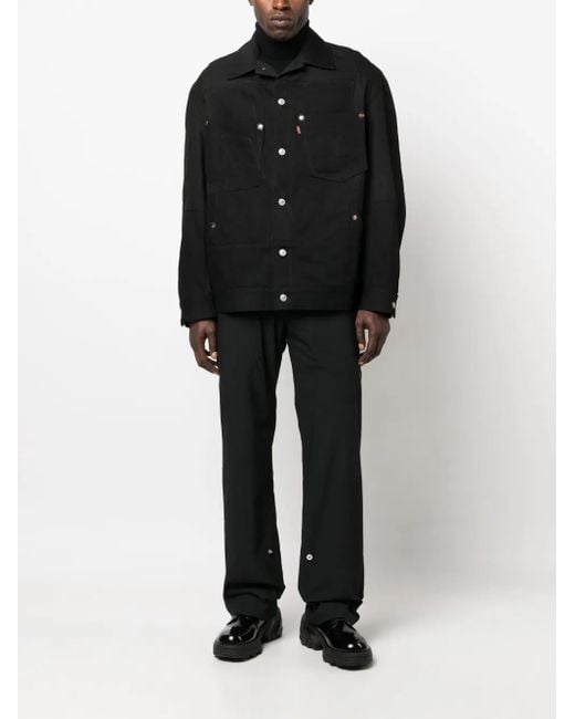 Junya Watanabe Black Buttoned Cotton Shirt Jacket for men