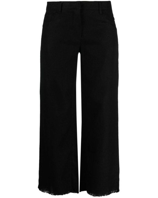 Max Mara Black Cropped Linen-blend Trousers