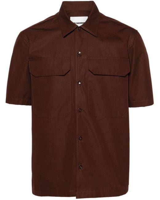 Jil Sander Brown Short-sleeve Cotton Shirt for men