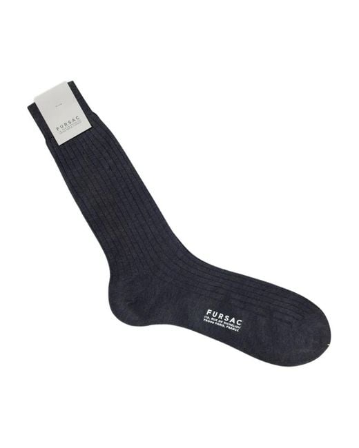 Fursac Blue Ribbed Cotton Socks for men