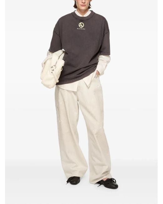Acne White 2023 Logo-Patch Jeans for men