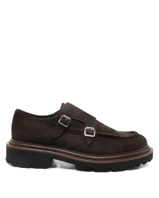 Marechiaro 1962 Black Buckle Suede Monk Shoes for men