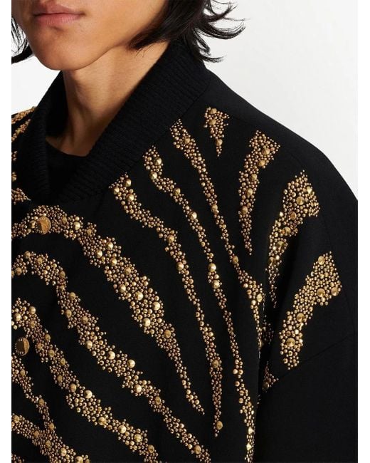 Balmain Black Metallic Zebra-Print Jacket for men